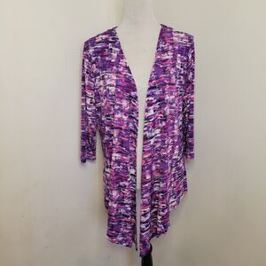 Christopher & Banks Petite Medium Cardigan – NWT Purple Pink Open Front 3/4...